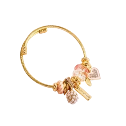 Ατσάλινο βραχιόλι χρυσό με καρδιά