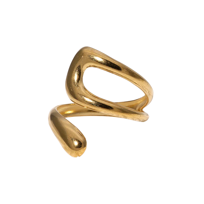 LKD016 Minimal δαχτυλίδι με οργανική γραμμή - Image 1