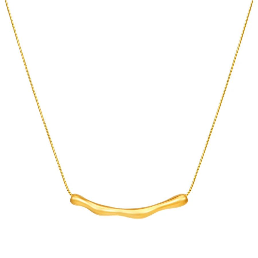 LKK008 Ατσάλινο κολιέ με ακανόνιστο πτυχωτό σχέδιο - Image 1