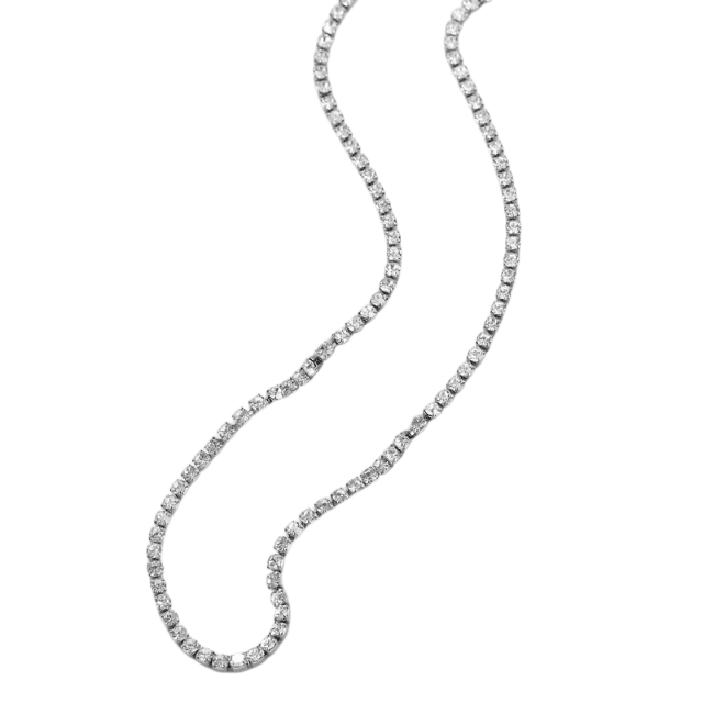 LKK010 Ατσάλινο κολιέ ασημένιο με ζιργκόν - Image 1