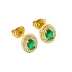 Ατσάλινα σκουλαρίκια με πέτρα και ζιργκόν - Image 2