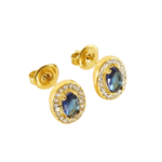 Ατσάλινα σκουλαρίκια με πέτρα και ζιργκόν