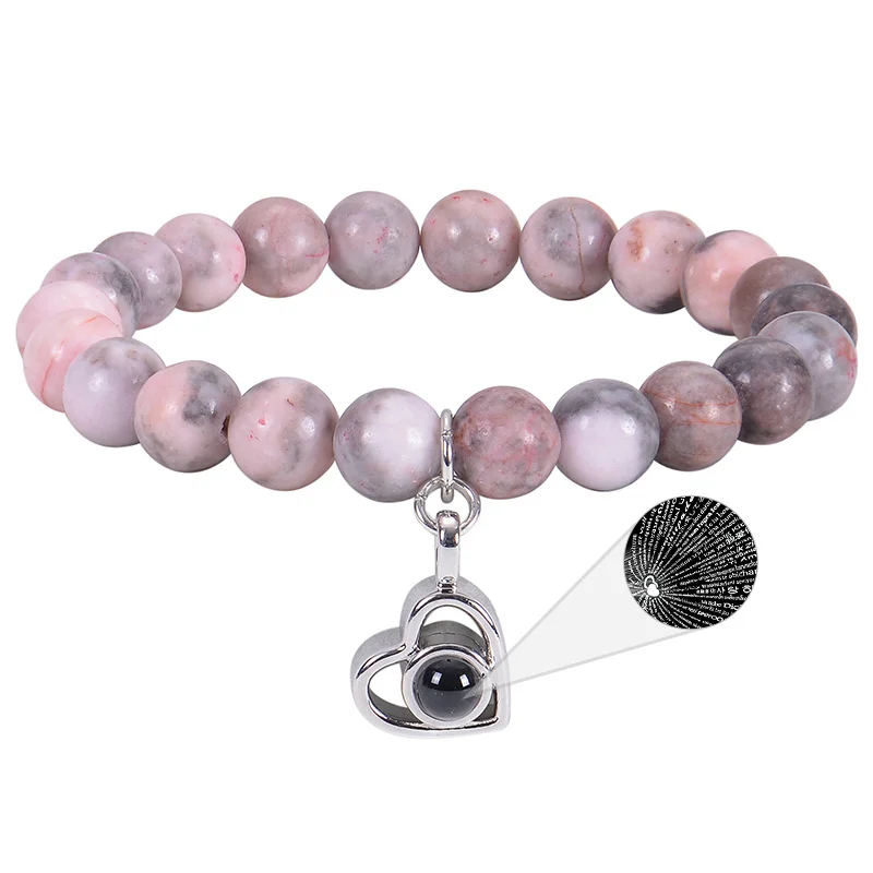 LKV018 Βραχιόλι με πέτρες ροζ - Image 1
