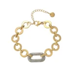 Ατσάλινο Βραχιόλι με Κρίκους & Κεντρικό Στοιχείο με Ζιργκόν - Image 2