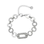 Ατσάλινο Βραχιόλι με Κρίκους & Κεντρικό Στοιχείο με Ζιργκόν