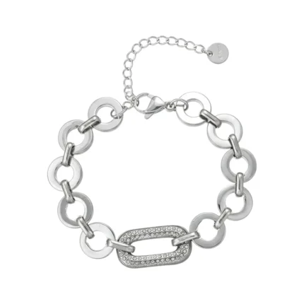 Ατσάλινο Βραχιόλι με Κρίκους & Κεντρικό Στοιχείο με Ζιργκόν