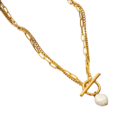 Ατσάλινο κολιέ με μπαρόκ μαργαριτάρι